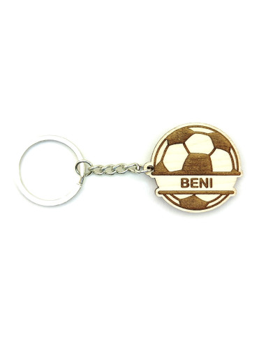 Wooden ball keychain · Name on the ball · Football example