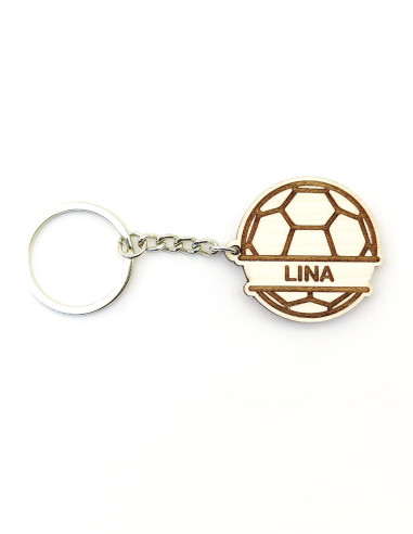 Wooden ball keychain · Name on the ball · Handball example