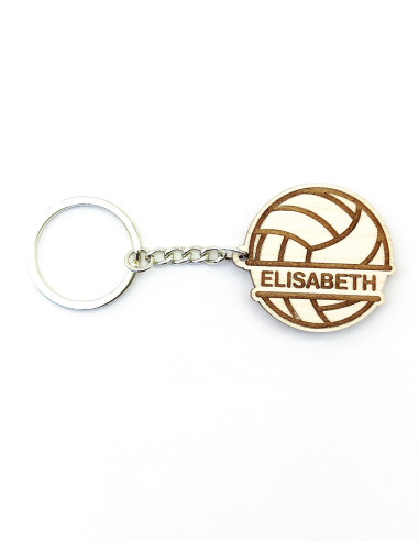 Wooden ball keychain · Name on the ball · Volleyball example