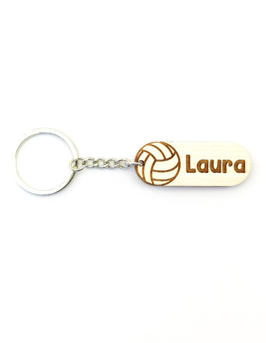 Wooden ball keychain · Name beside the ball · Volleyball example