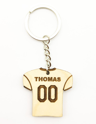 Wooden jersey keychain · American Football example