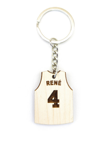 Wooden jersey keychain · Basketball example