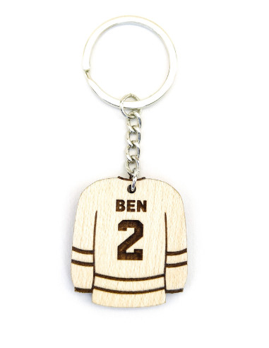 Wooden jersey keychain · Hockey example